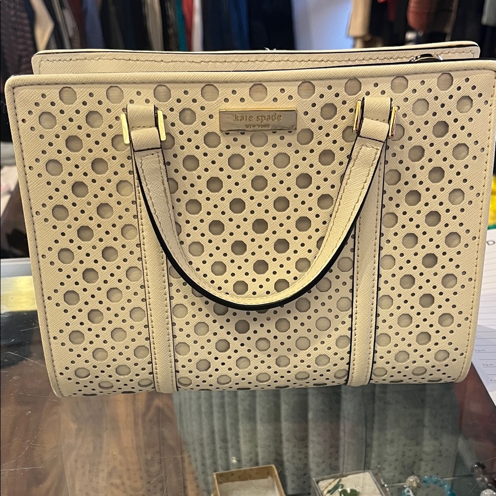 Kate Spade Beige Perforated Handbag